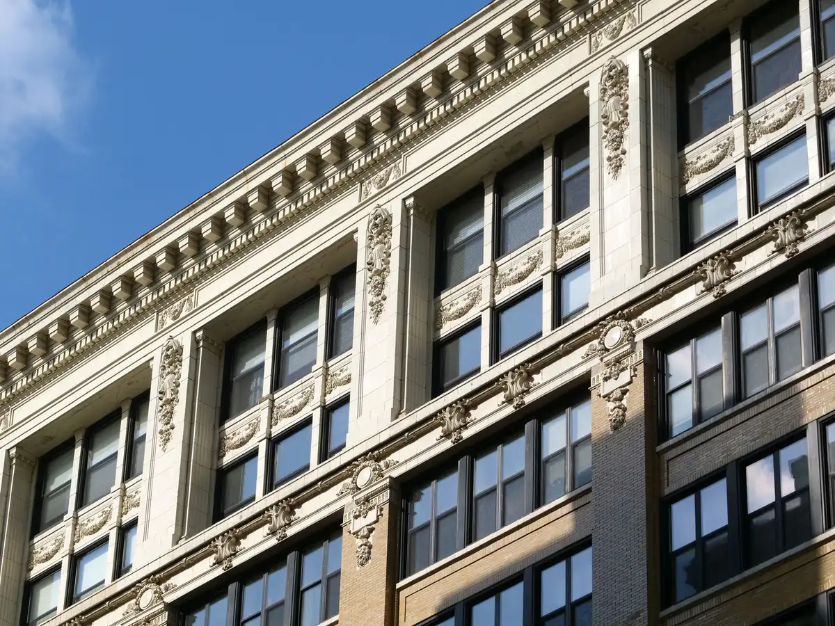 Detailed terra cotta architectural elements showing traditional craftsmanship and glazing work